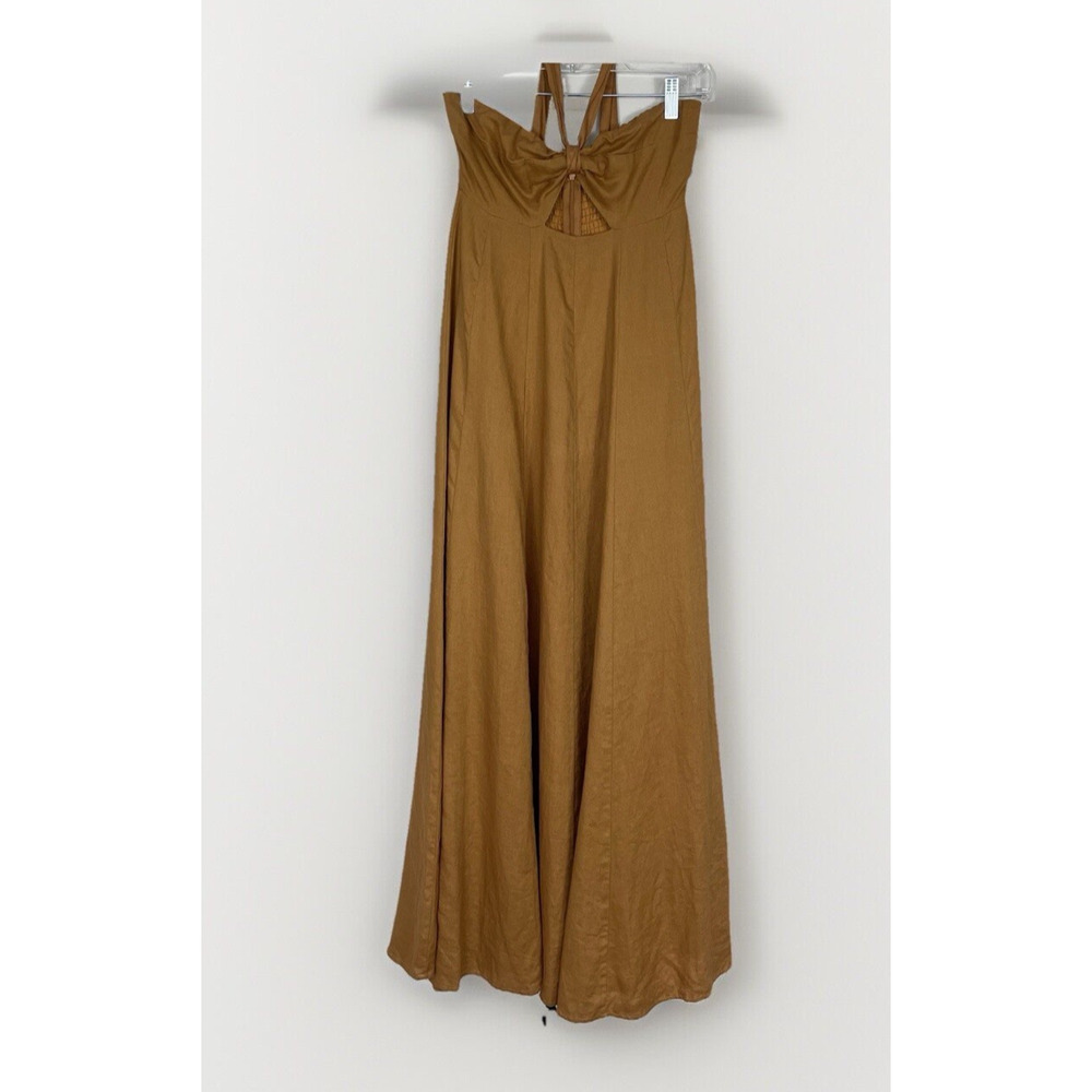 DISSH Brown Halter Maxi Dress with Twist Front